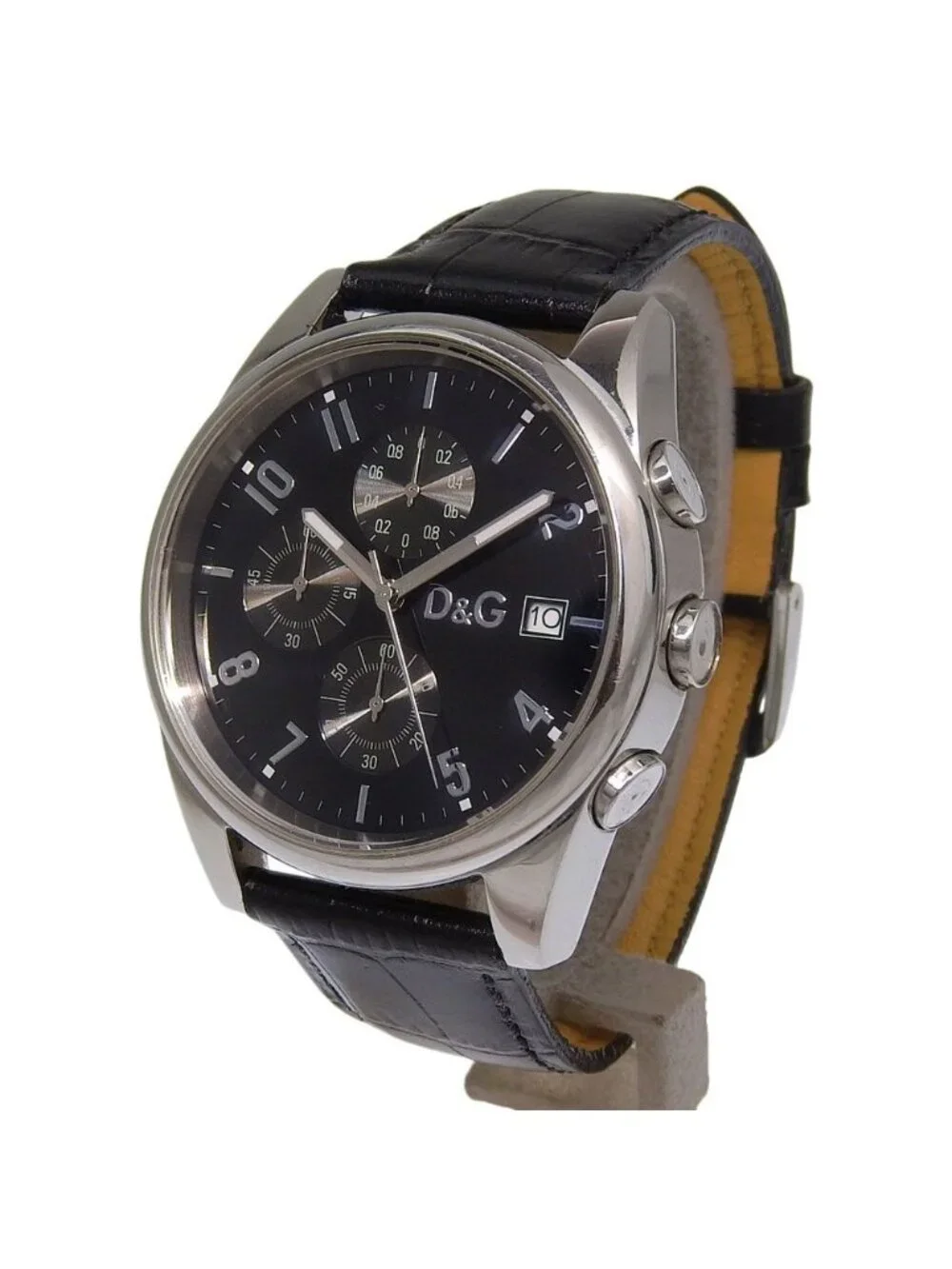 Dolce & Gabbana Sandpiper Stainless Steel Embossed Leather Quartz Chronograph